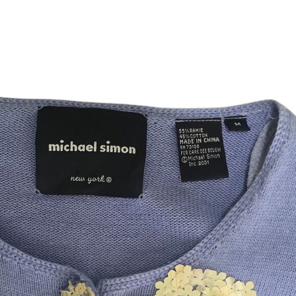 Rare Michael Simon Beaded Sequin Dog Cardigan Sweater Purple M - Picture 6 of 9